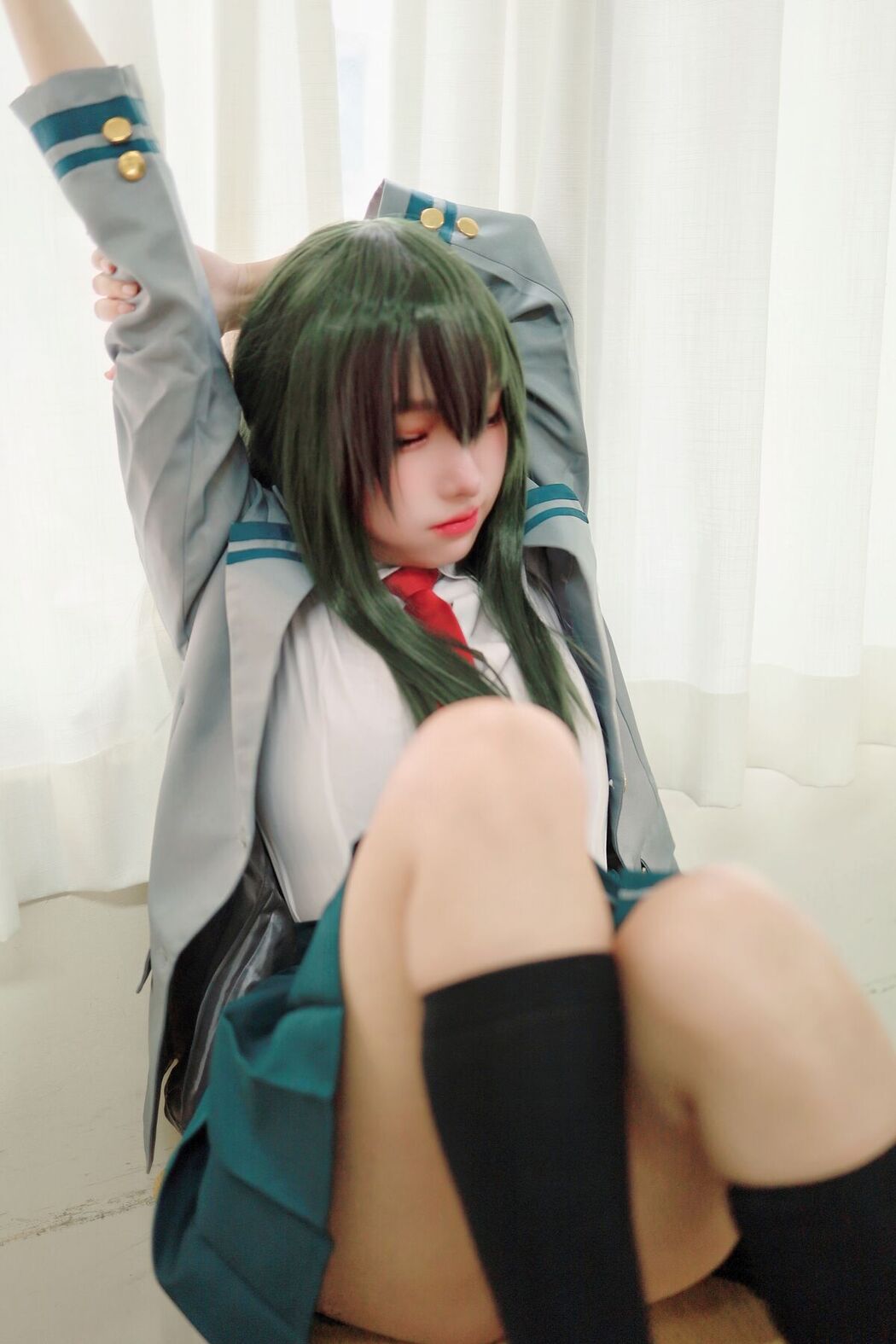 Coser@慕慕Momo – 蛙吹梅雨 學生服 Asui Tsuyu (28P)