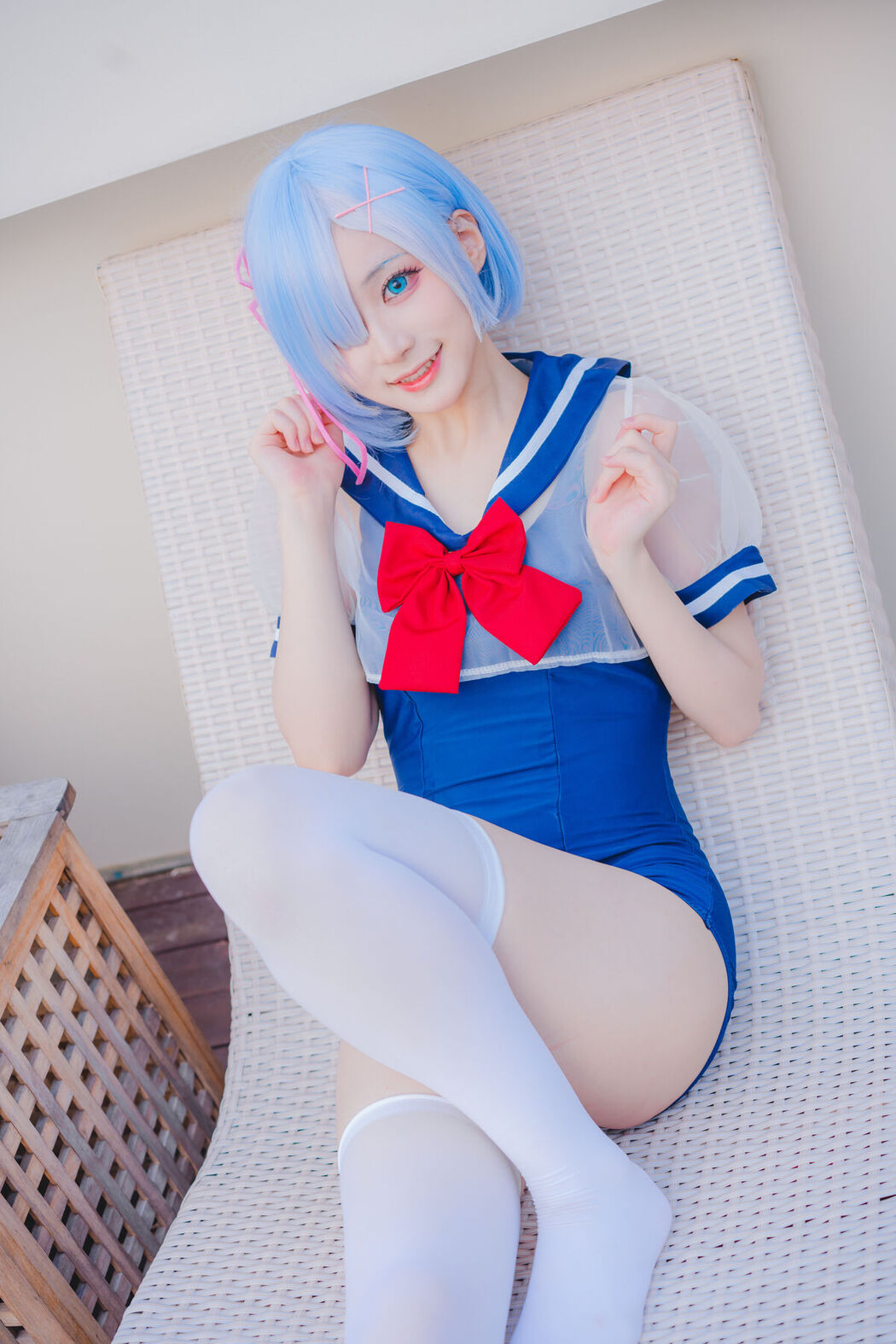Coser@幼愛Youmeko – 蕾姆泳装 (19P)