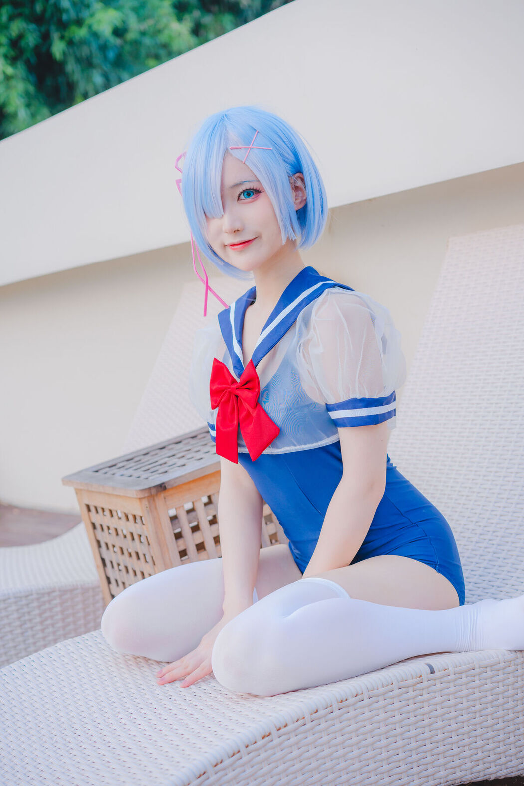 Coser@幼愛Youmeko – 蕾姆泳装 (19P)