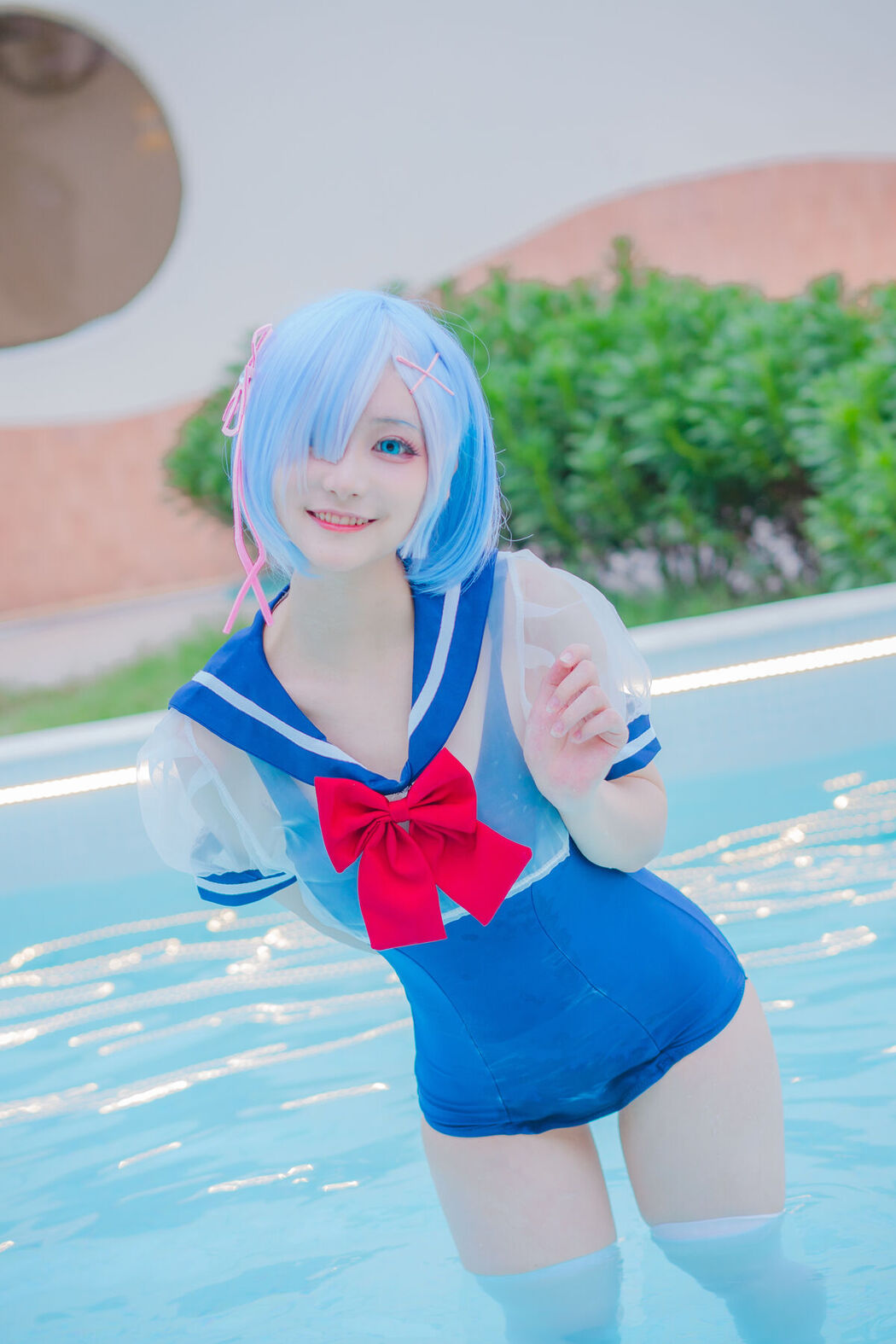 Coser@幼愛Youmeko – 蕾姆泳装 (19P)