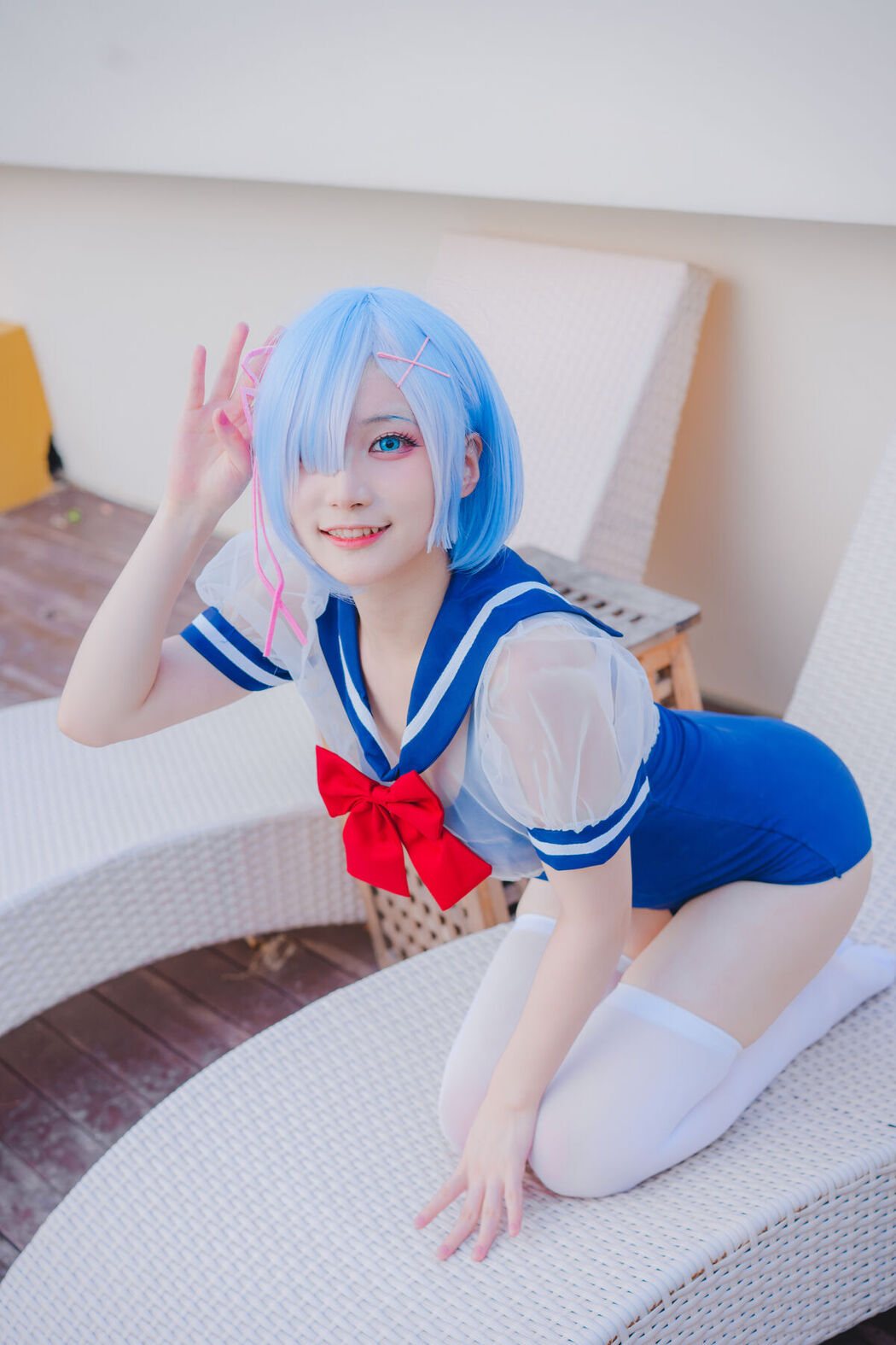 Coser@幼愛Youmeko – 蕾姆泳装 (19P)