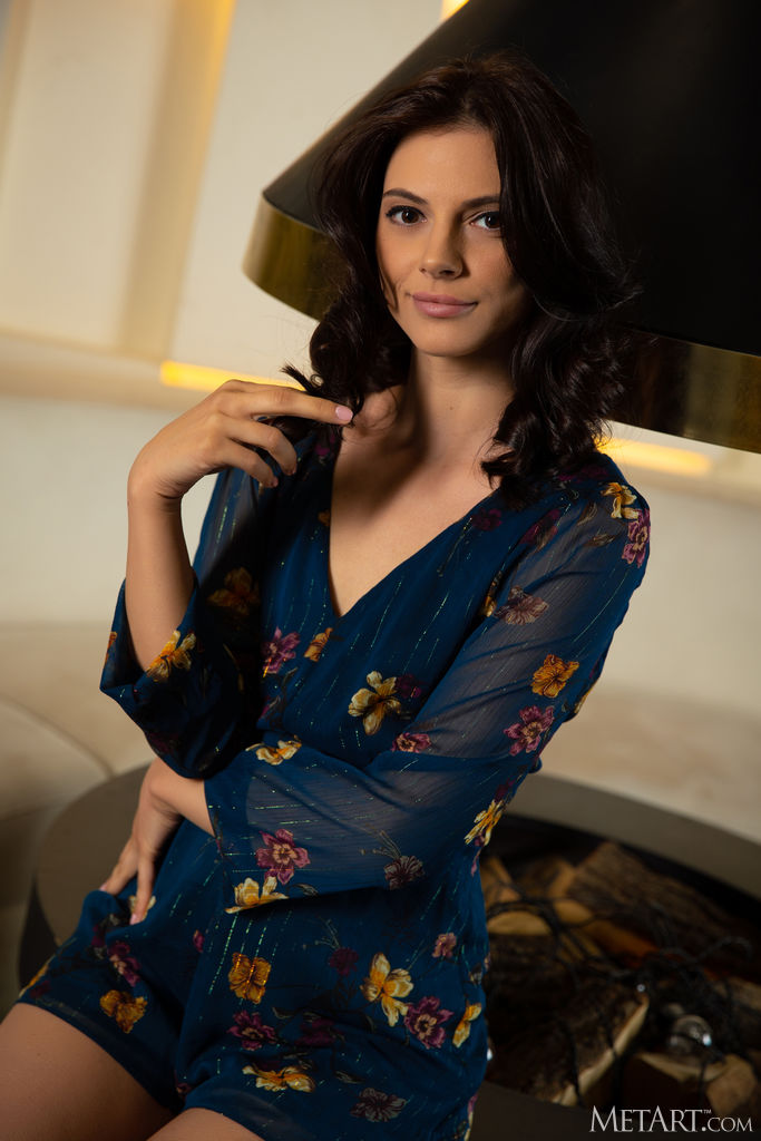 Aleksandrina Pulling Down Her Playsuit To Expose Her Lovely Small Breasts Cover Photo