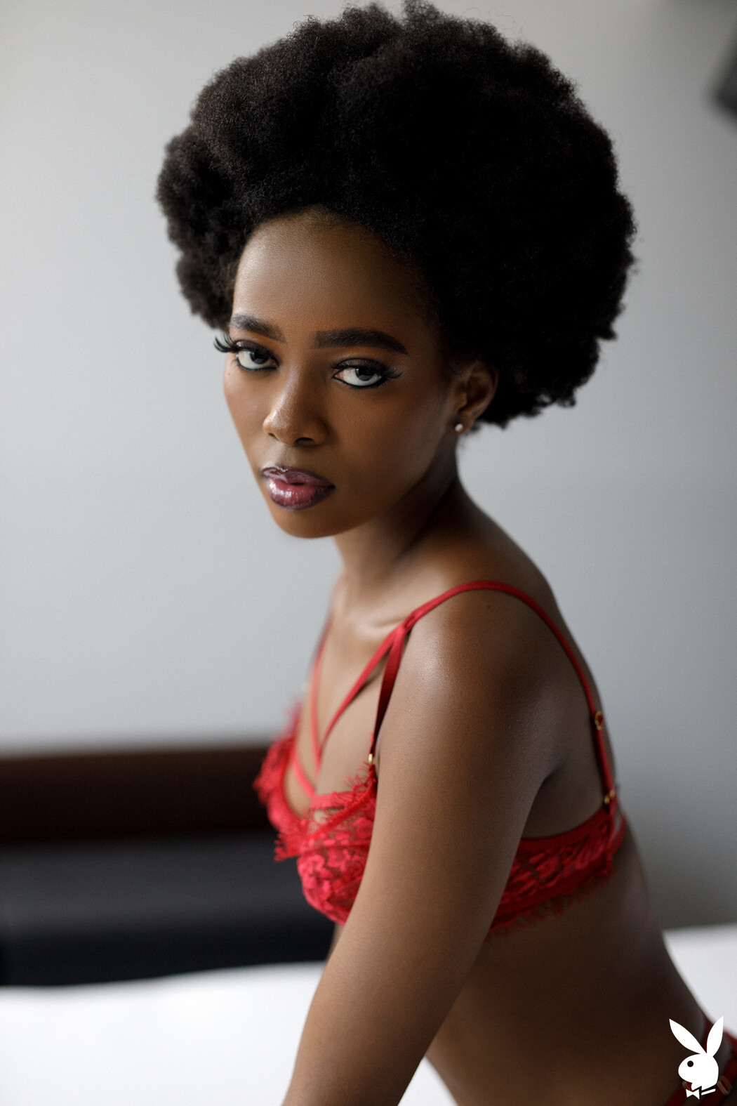 Alicia Dressed In Red Lingerie And Then Strips It Hot