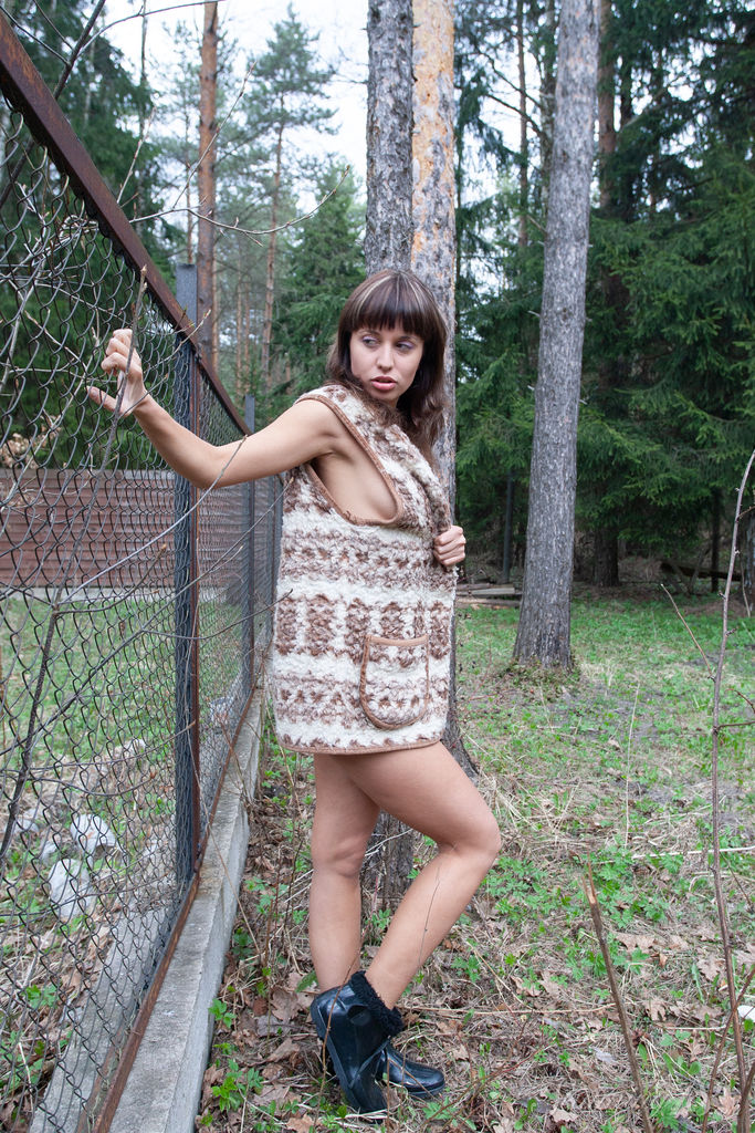 Anna M Cute Brunette Teases Outdoors