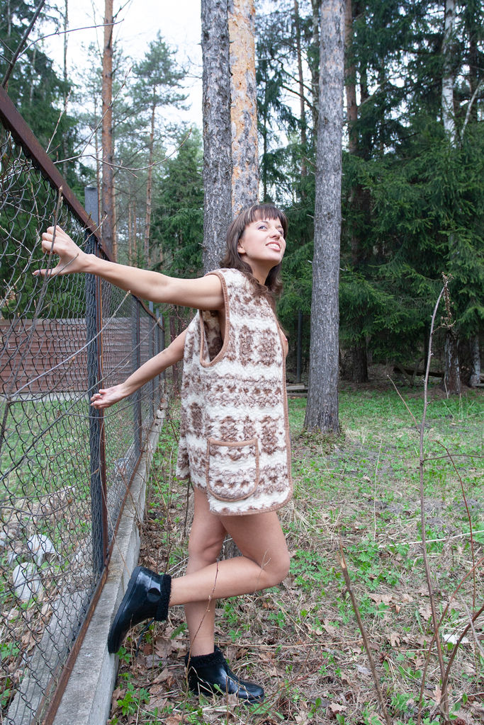 Anna M Cute Brunette Teases Outdoors