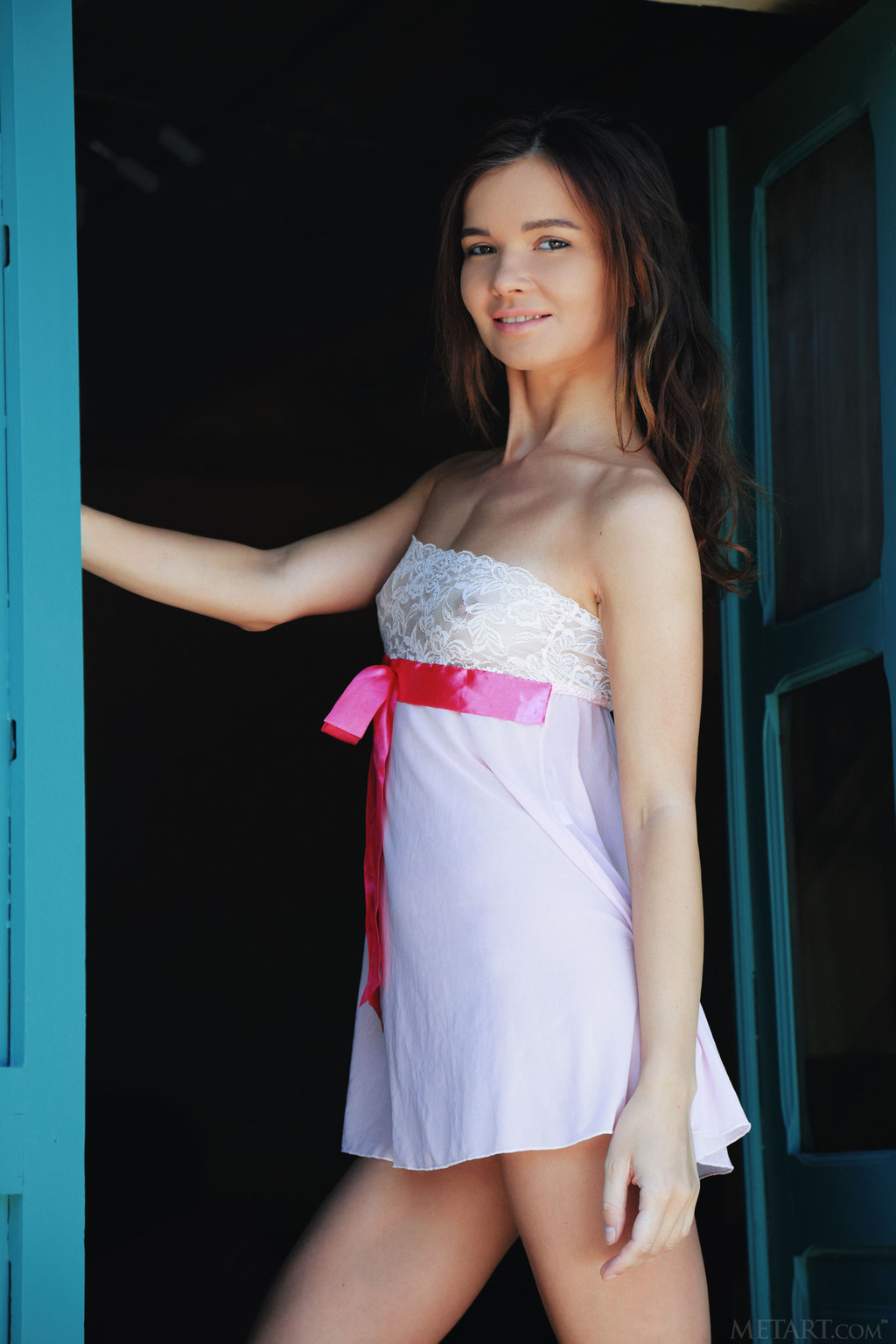 Brit A Flips Up The Skirt To Flash Her Shaved Pussy