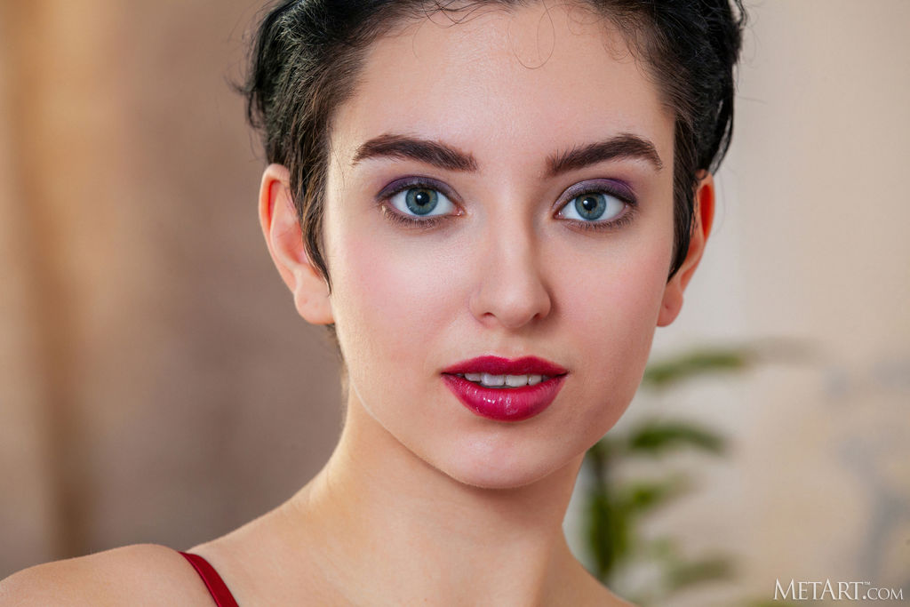 Chantal Voluptuous Sweetheart Slides The Straps Of Her Red Lace Bra