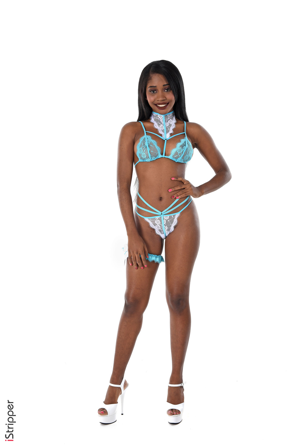 Ebony Girl Boni In Sexy Blue Lingerie Cover Photo