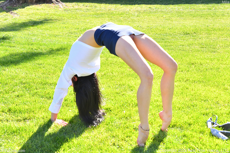 FTV Mila Teases And Flashes Her Shaved Pussy Outdoors