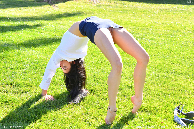 FTV Mila Teases And Flashes Her Shaved Pussy Outdoors