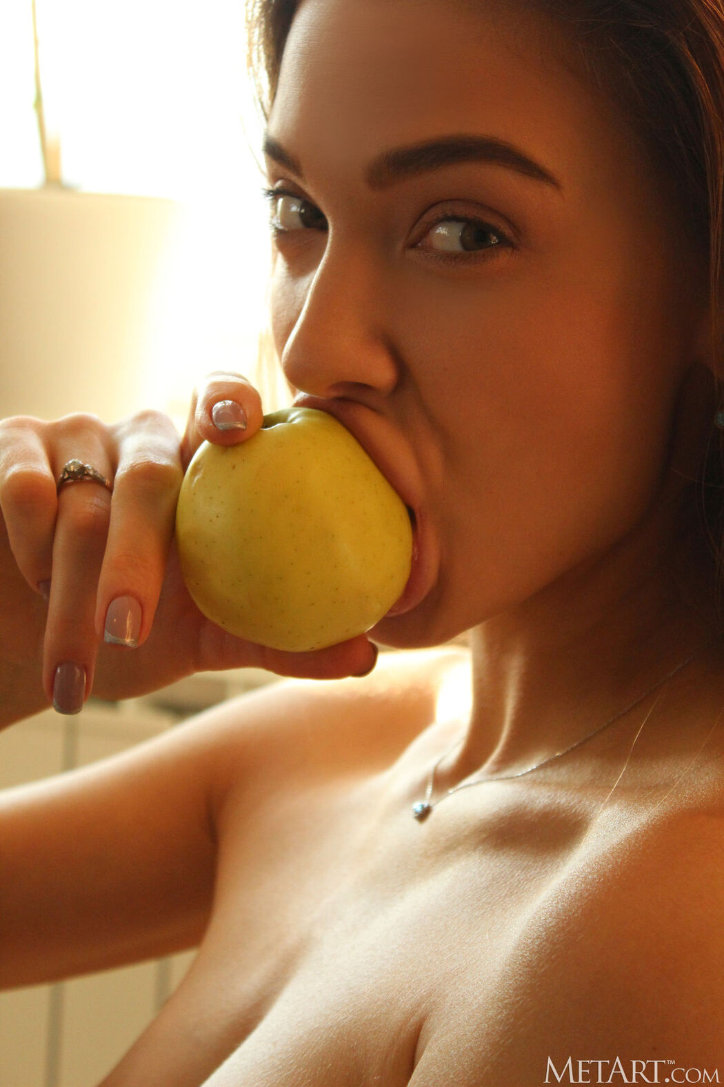 Green-eyed Beauty Brunette Santa