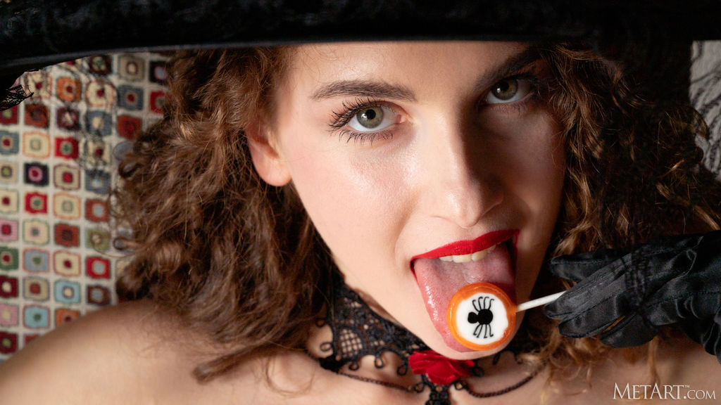 Guinevere Huney Flirty French Brunette Licks Her Candy