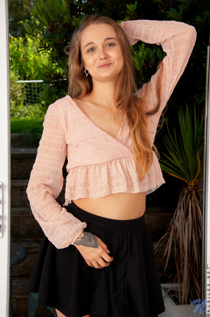 Gracie Gives Her Bald Pussy A Very Good Time