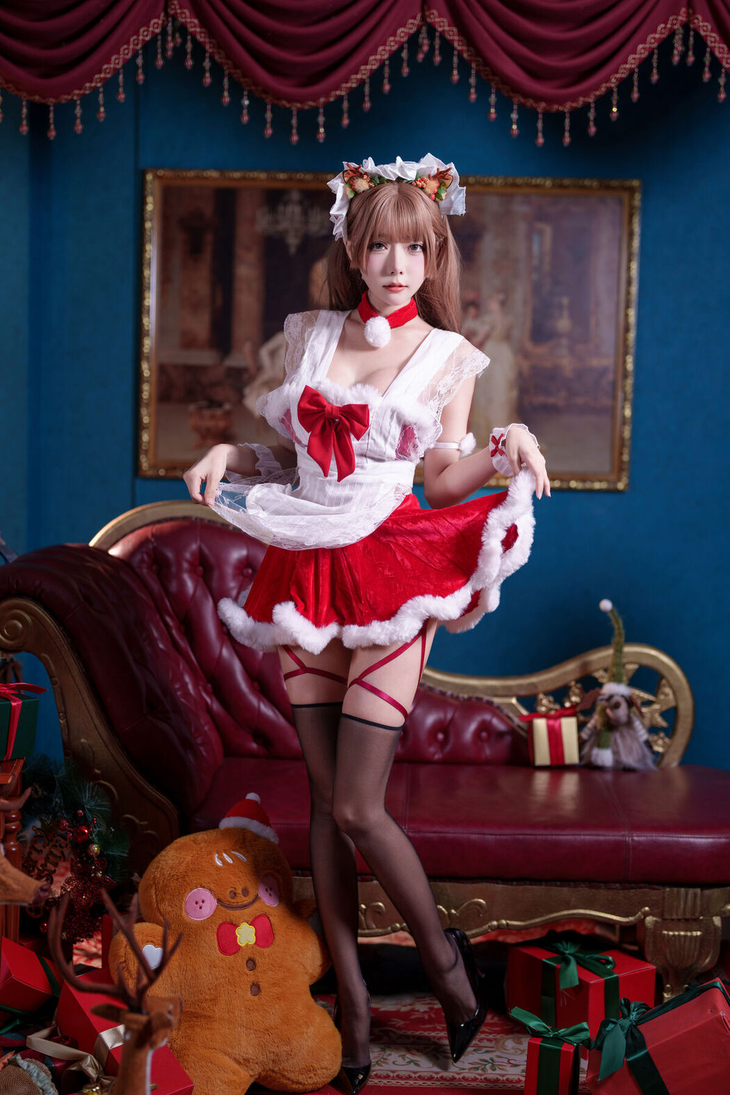 Coser@香草喵露露 &#8211; 圣诞红白场景素材 (48P &#8211; 2V)