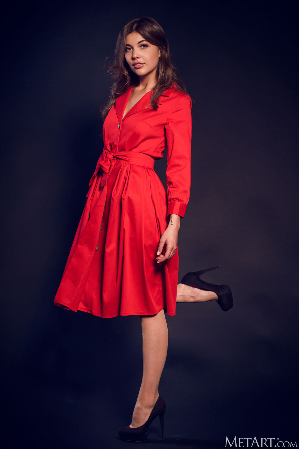 Monika Dee Peels Off Her Underwear And Red Seamed Stockings Cover Photo