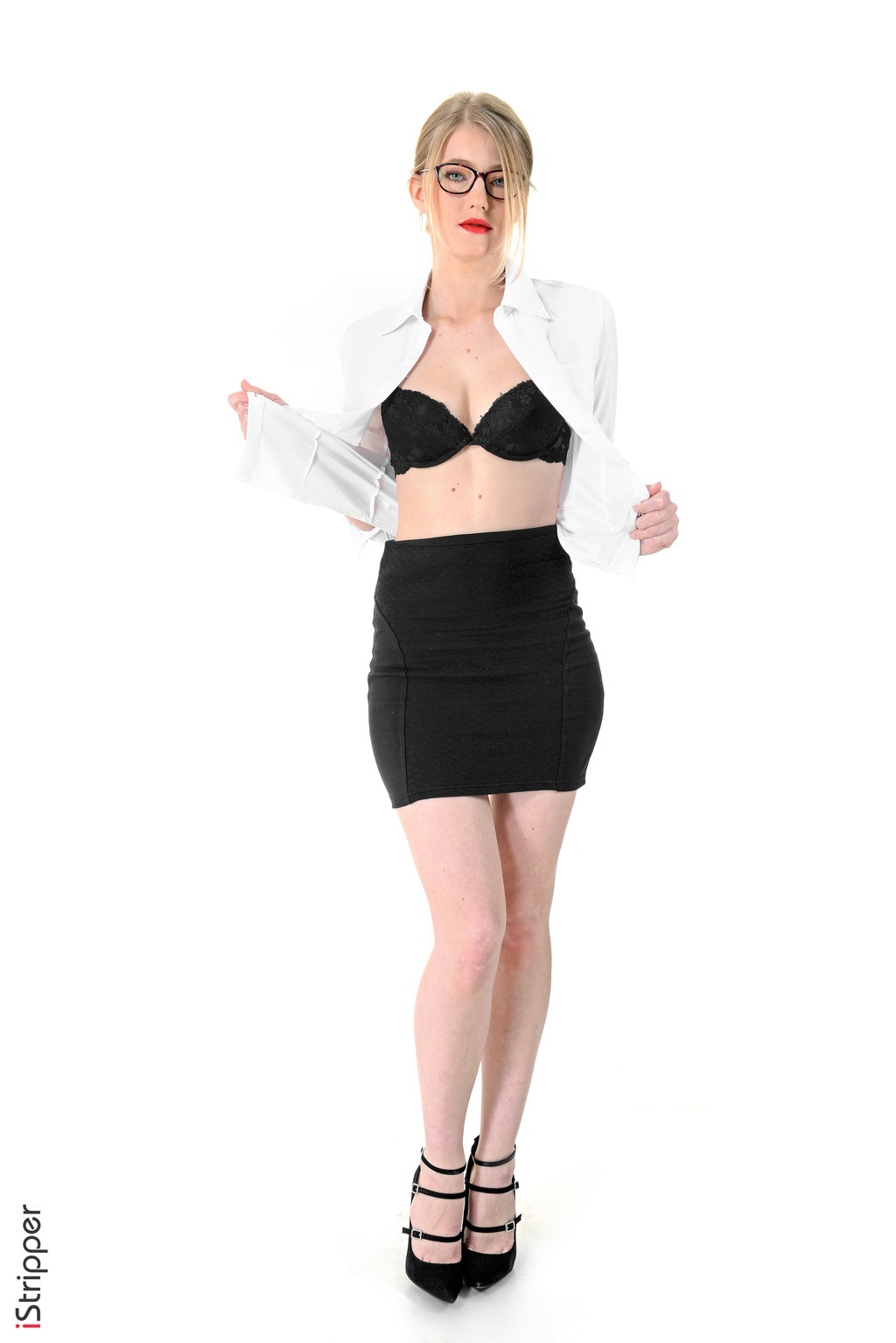 Mila I In Glasses And Black Lingerie