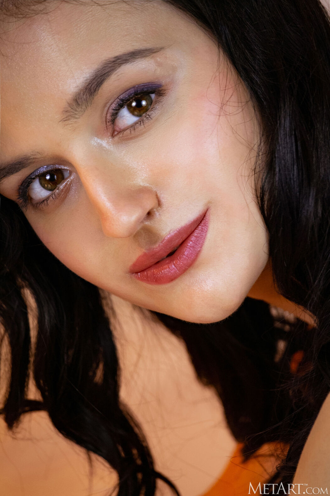 Raven-haired Belarusian Beauty Anthea Expose Shaved Pussy