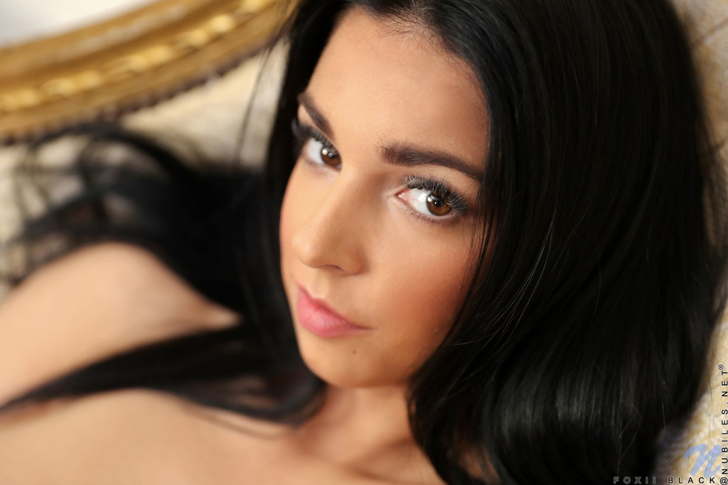 Smiling Sexy Brunette Foxii Black