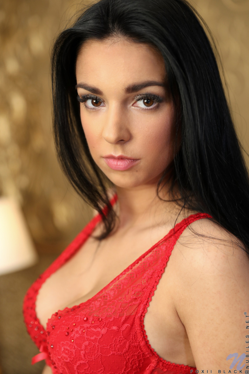 Smiling Sexy Brunette Foxii Black Cover Photo