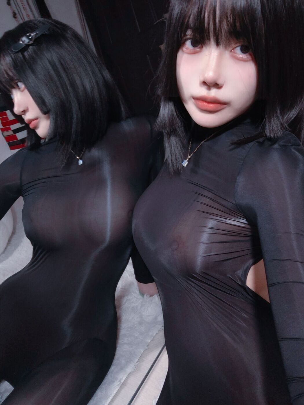 Coser@高桥千凛 – 油光连体黑丝 (55P – 5V)