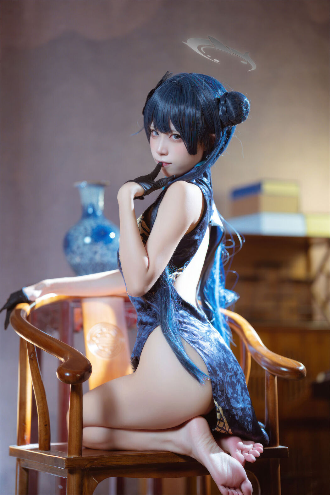 Coser@三無人型 &#8211; 蔚蓝档案 龙华妃咲 旗袍 (42P)