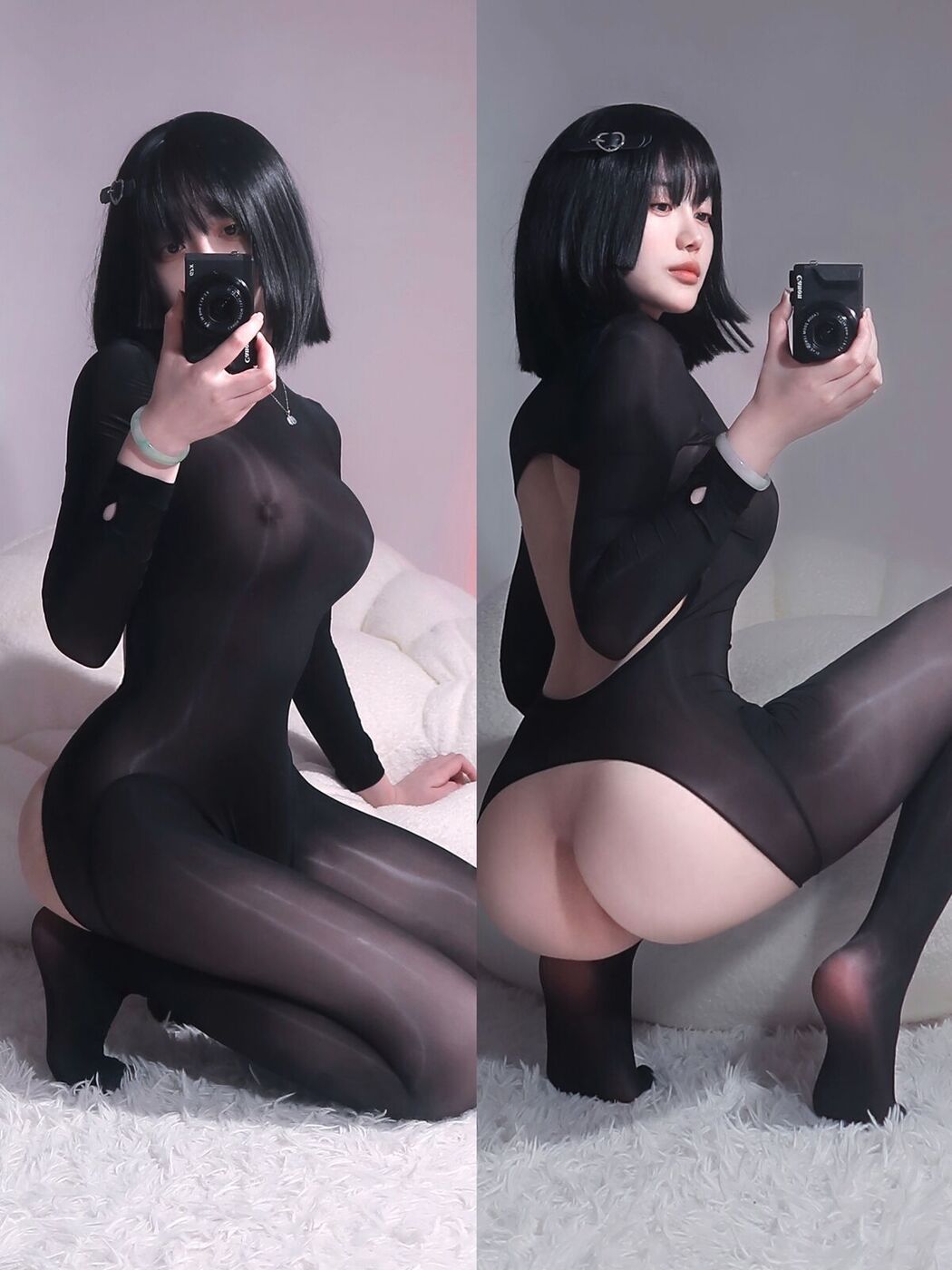 Coser@高桥千凛 – 油光连体黑丝 (55P – 5V)