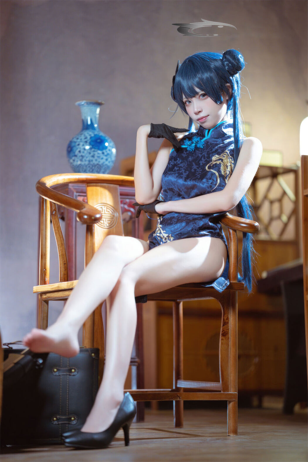 Coser@三無人型 &#8211; 蔚蓝档案 龙华妃咲 旗袍 (42P)
