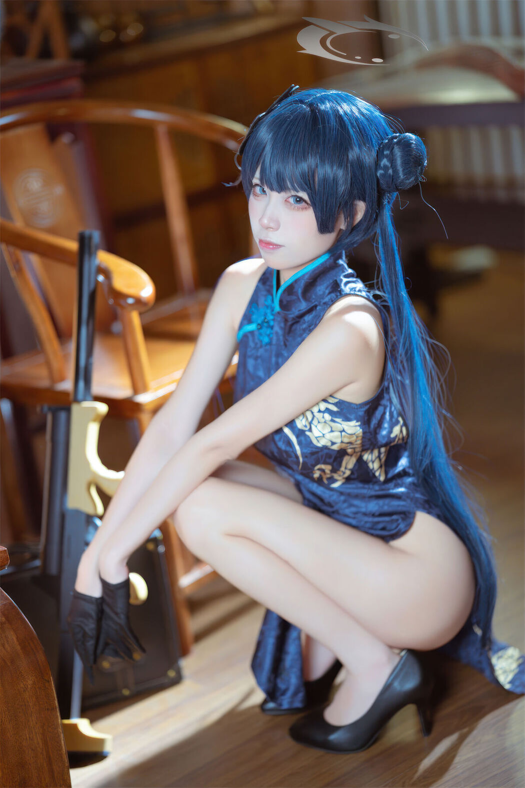 Coser@三無人型 &#8211; 蔚蓝档案 龙华妃咲 旗袍 (42P)