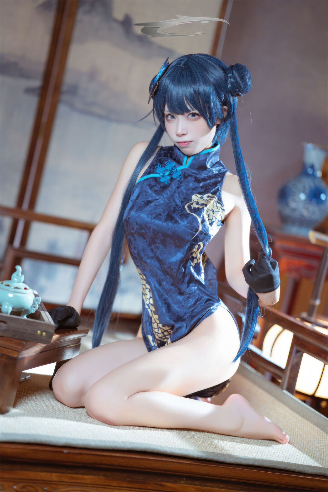 Coser@三無人型 &#8211; 蔚蓝档案 龙华妃咲 旗袍 (42P)
