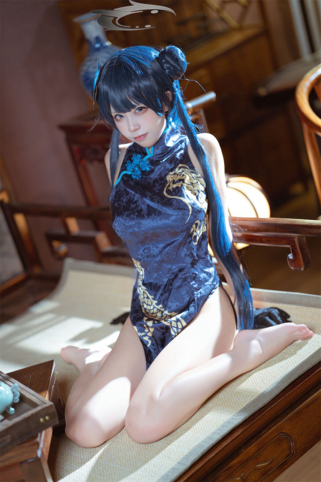 Coser@三無人型 &#8211; 蔚蓝档案 龙华妃咲 旗袍 (42P)
