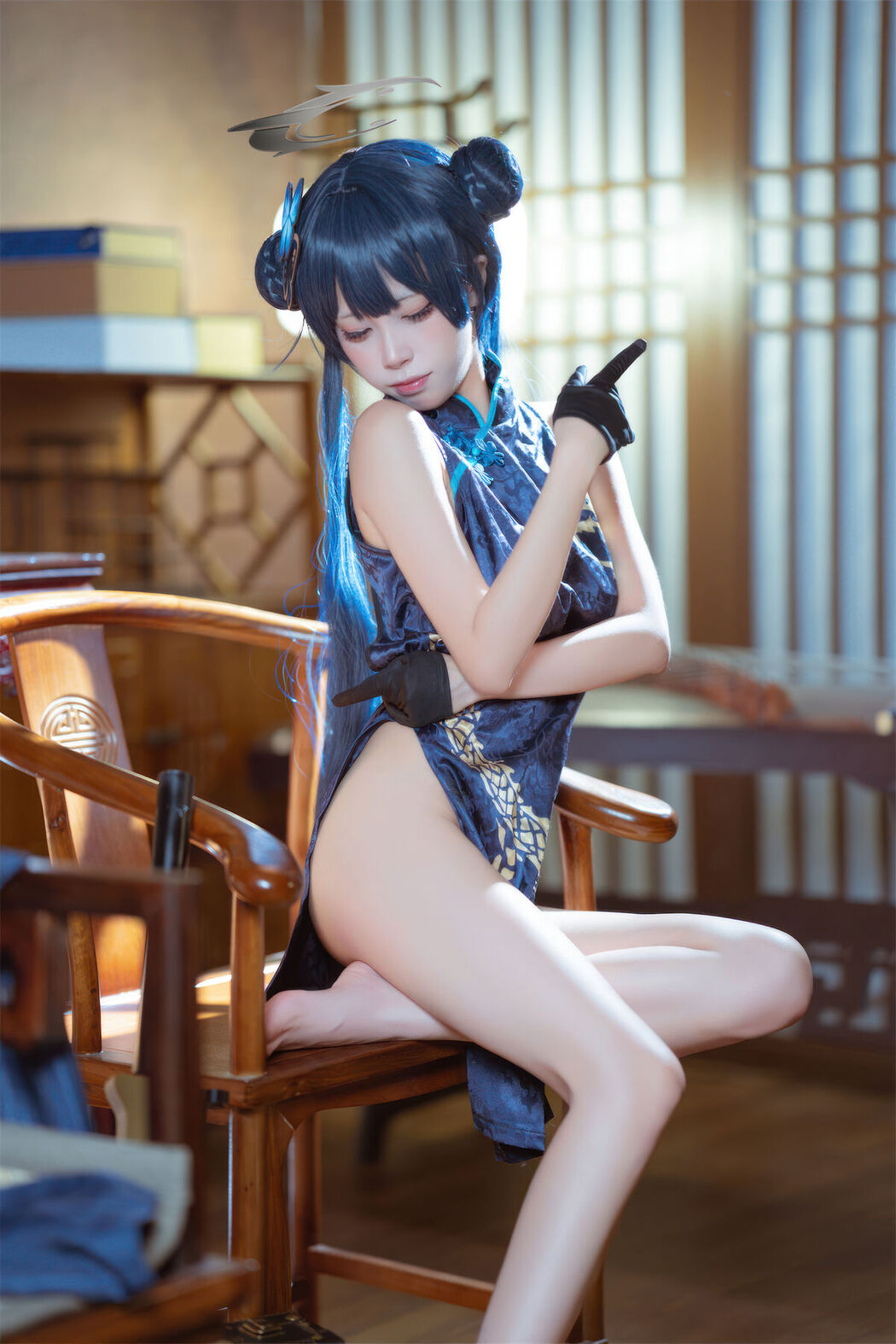Coser@三無人型 &#8211; 蔚蓝档案 龙华妃咲 旗袍 (42P)