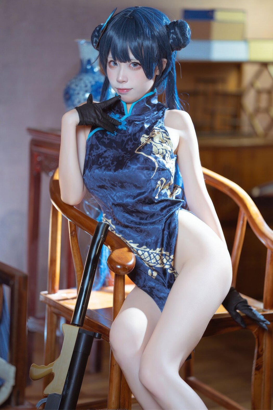 Coser@三無人型 – 蔚蓝档案 龙华妃咲 旗袍 (42P) Cover Photo