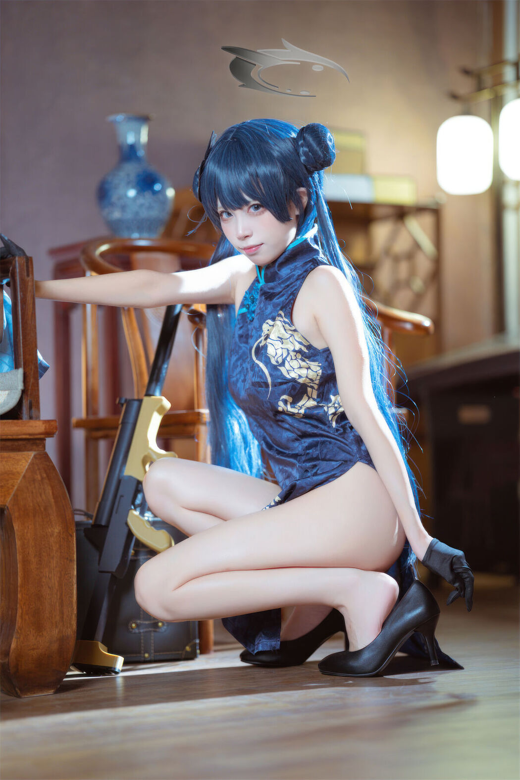Coser@三無人型 &#8211; 蔚蓝档案 龙华妃咲 旗袍 (42P)