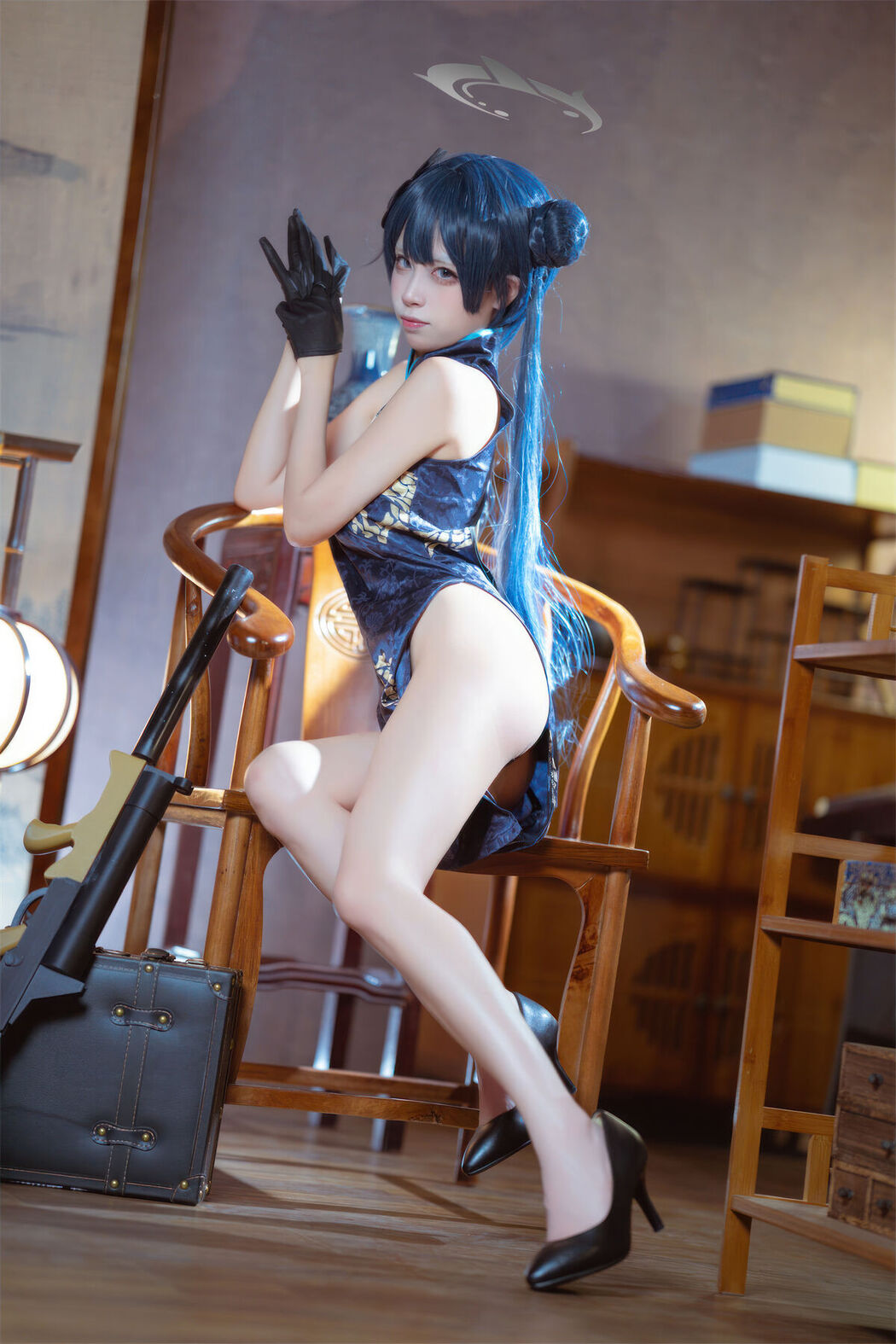 Coser@三無人型 &#8211; 蔚蓝档案 龙华妃咲 旗袍 (42P)