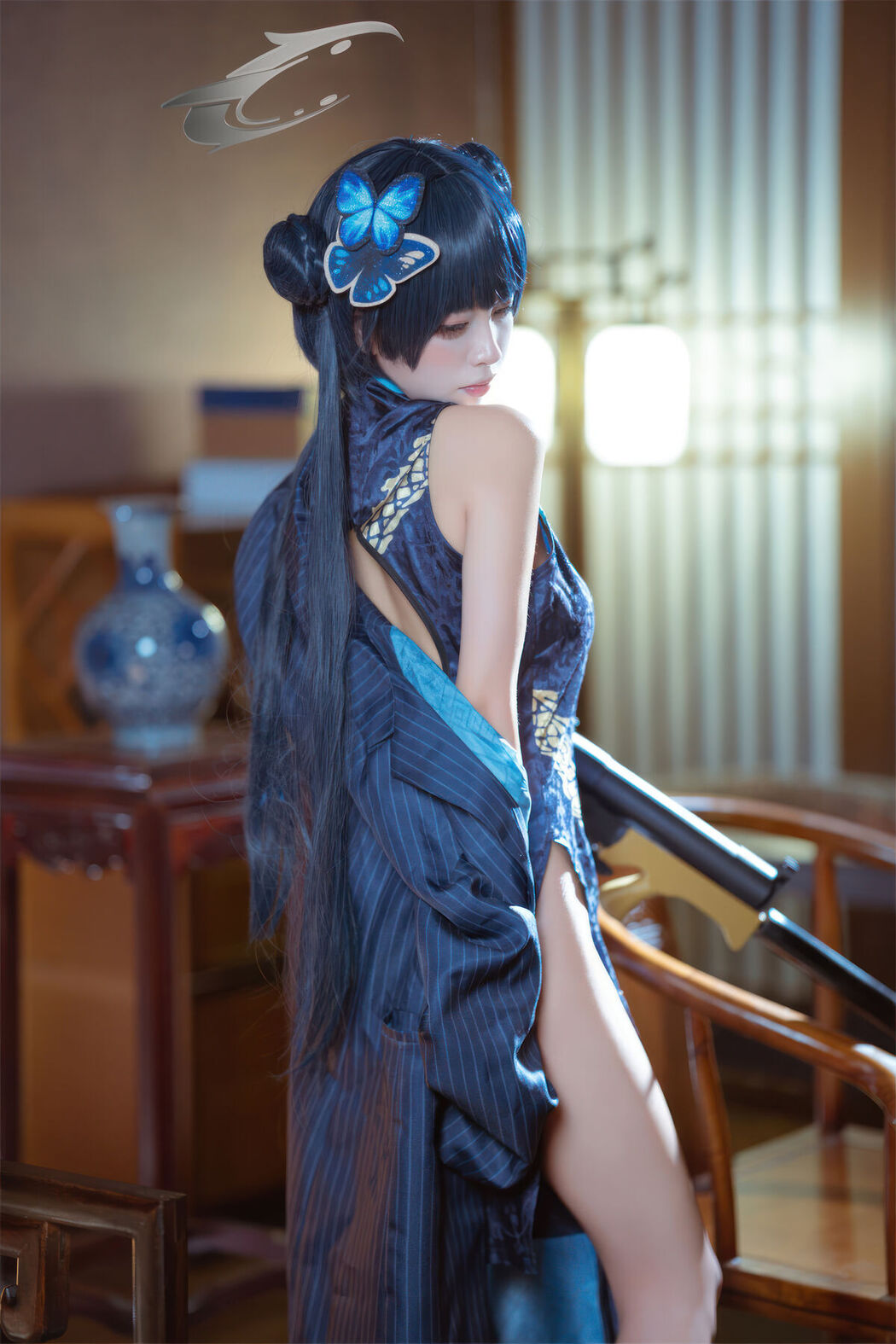 Coser@三無人型 &#8211; 蔚蓝档案 龙华妃咲 旗袍 (42P)