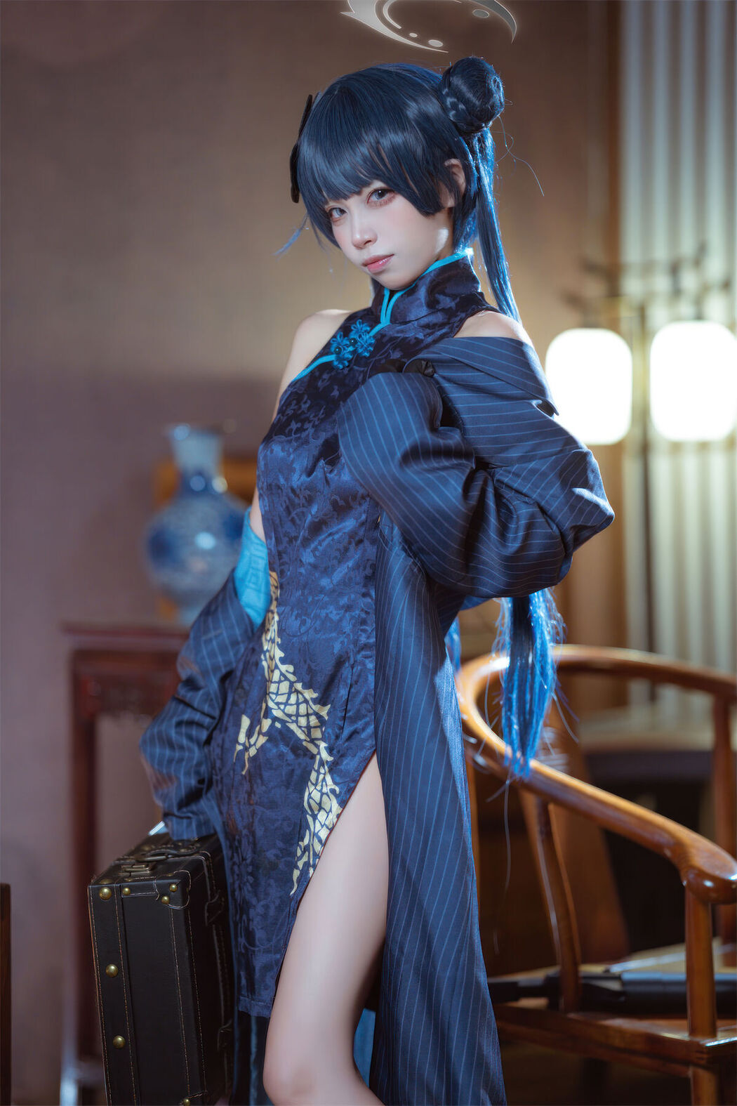 Coser@三無人型 &#8211; 蔚蓝档案 龙华妃咲 旗袍 (42P)