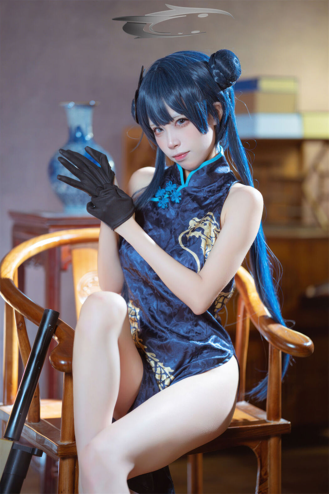 Coser@三無人型 &#8211; 蔚蓝档案 龙华妃咲 旗袍 (42P)