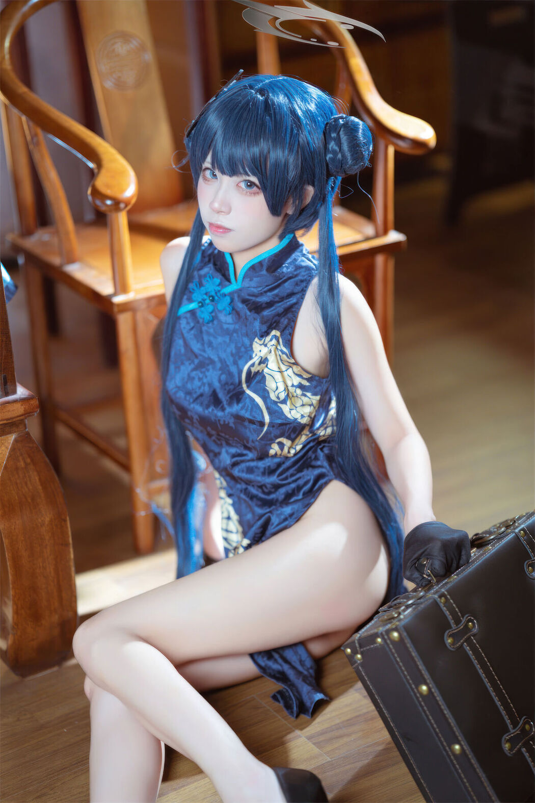 Coser@三無人型 &#8211; 蔚蓝档案 龙华妃咲 旗袍 (42P)