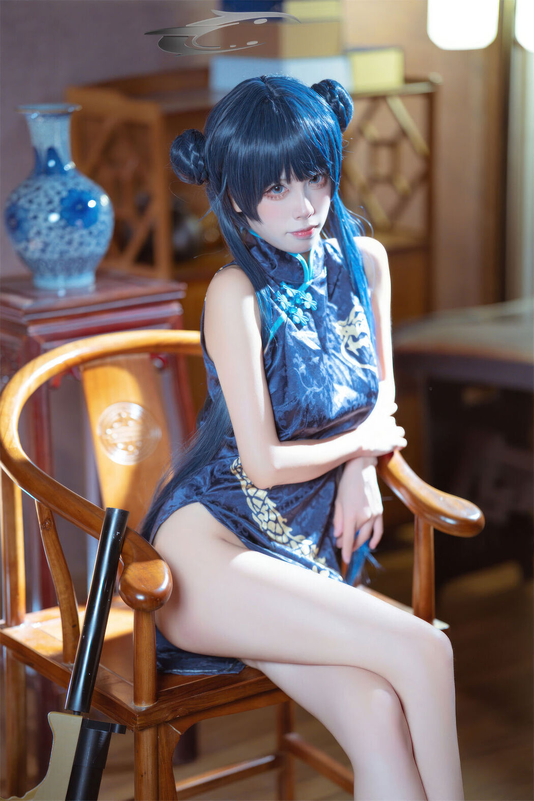 Coser@三無人型 &#8211; 蔚蓝档案 龙华妃咲 旗袍 (42P)