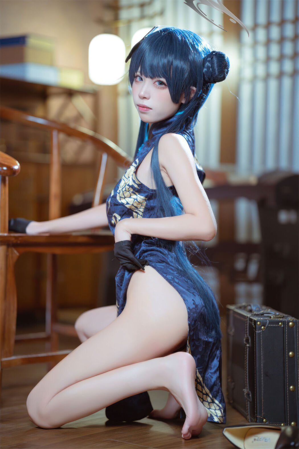 Coser@三無人型 &#8211; 蔚蓝档案 龙华妃咲 旗袍 (42P)