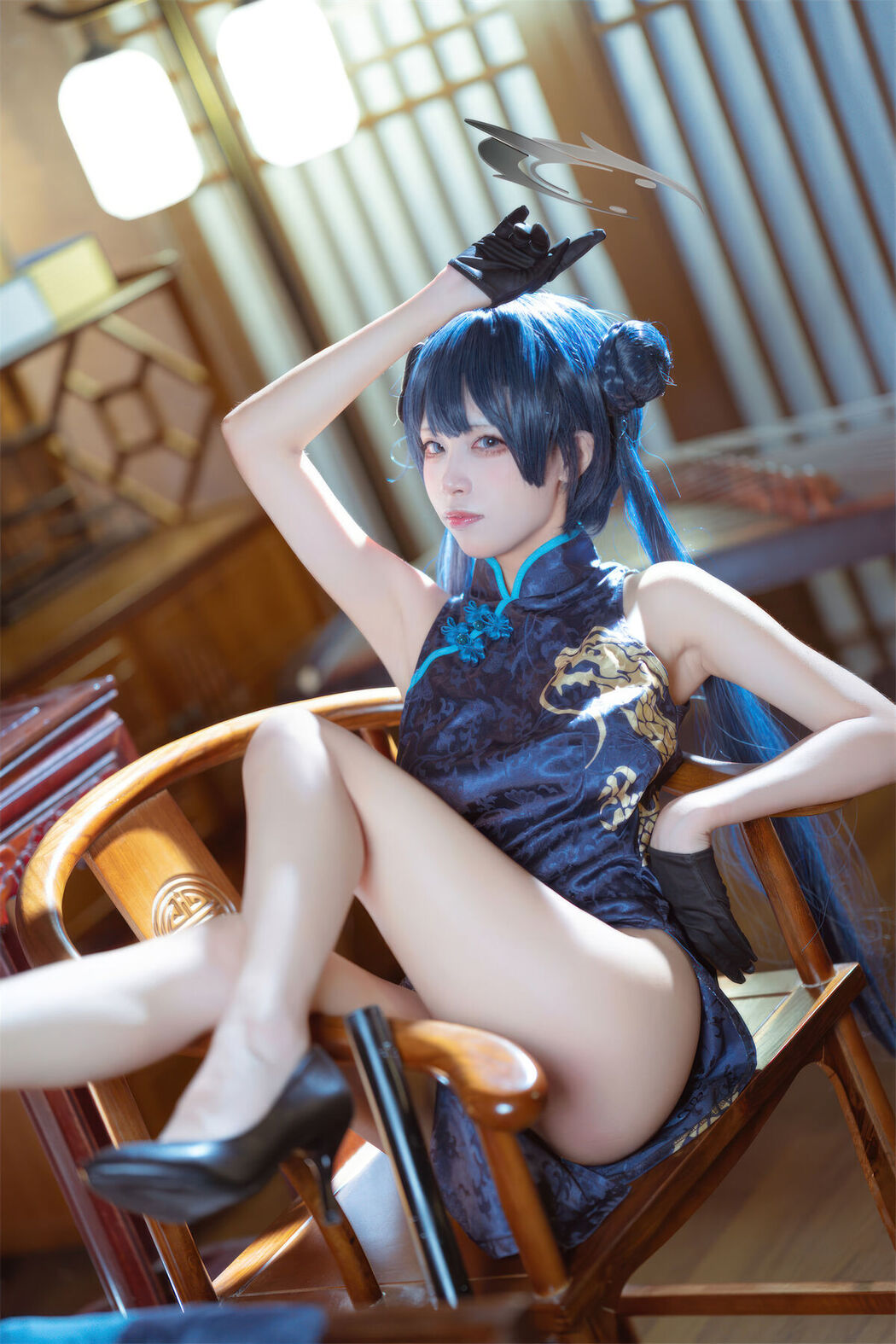 Coser@三無人型 &#8211; 蔚蓝档案 龙华妃咲 旗袍 (42P)