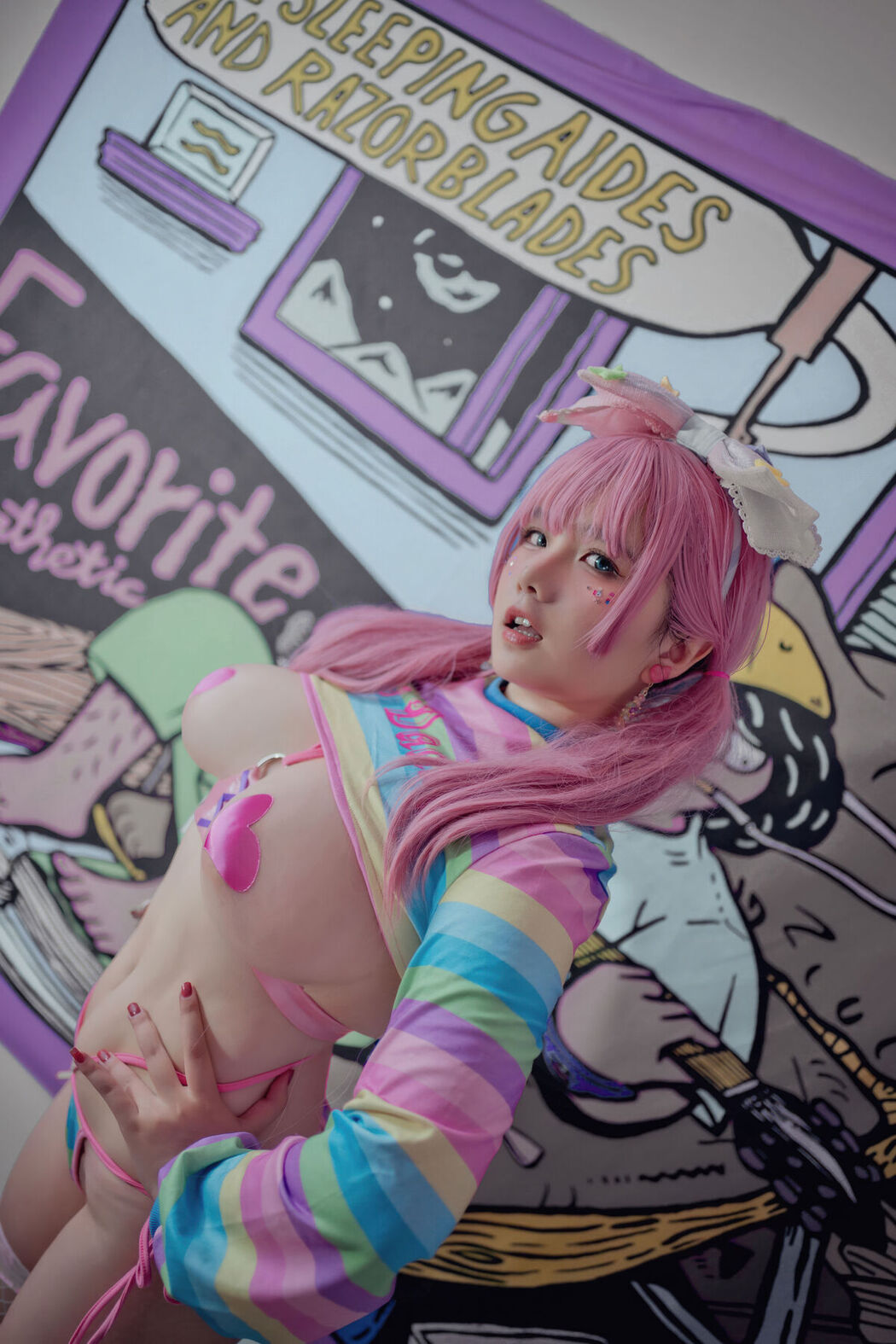 Coser@阿半今天很开心 – 粉色双马尾 (43P)