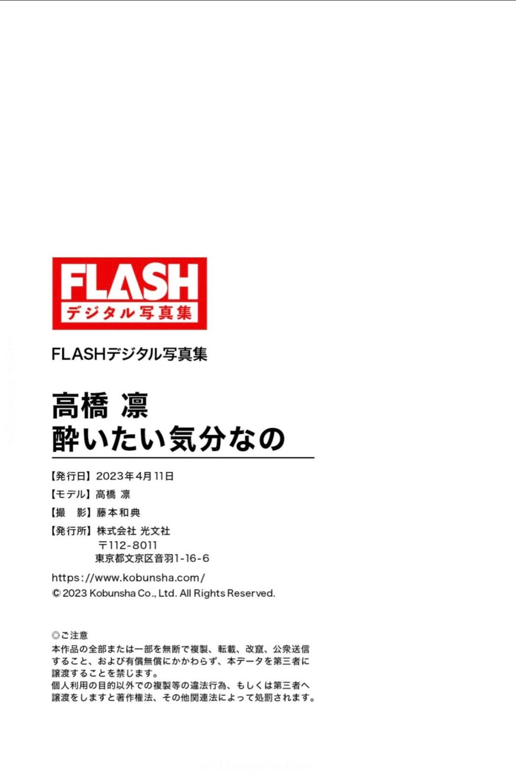 JP Rin Takahashi 高橋凛 &#8211; FLASHデジタル写真集 酔いたい気分なの (71P)