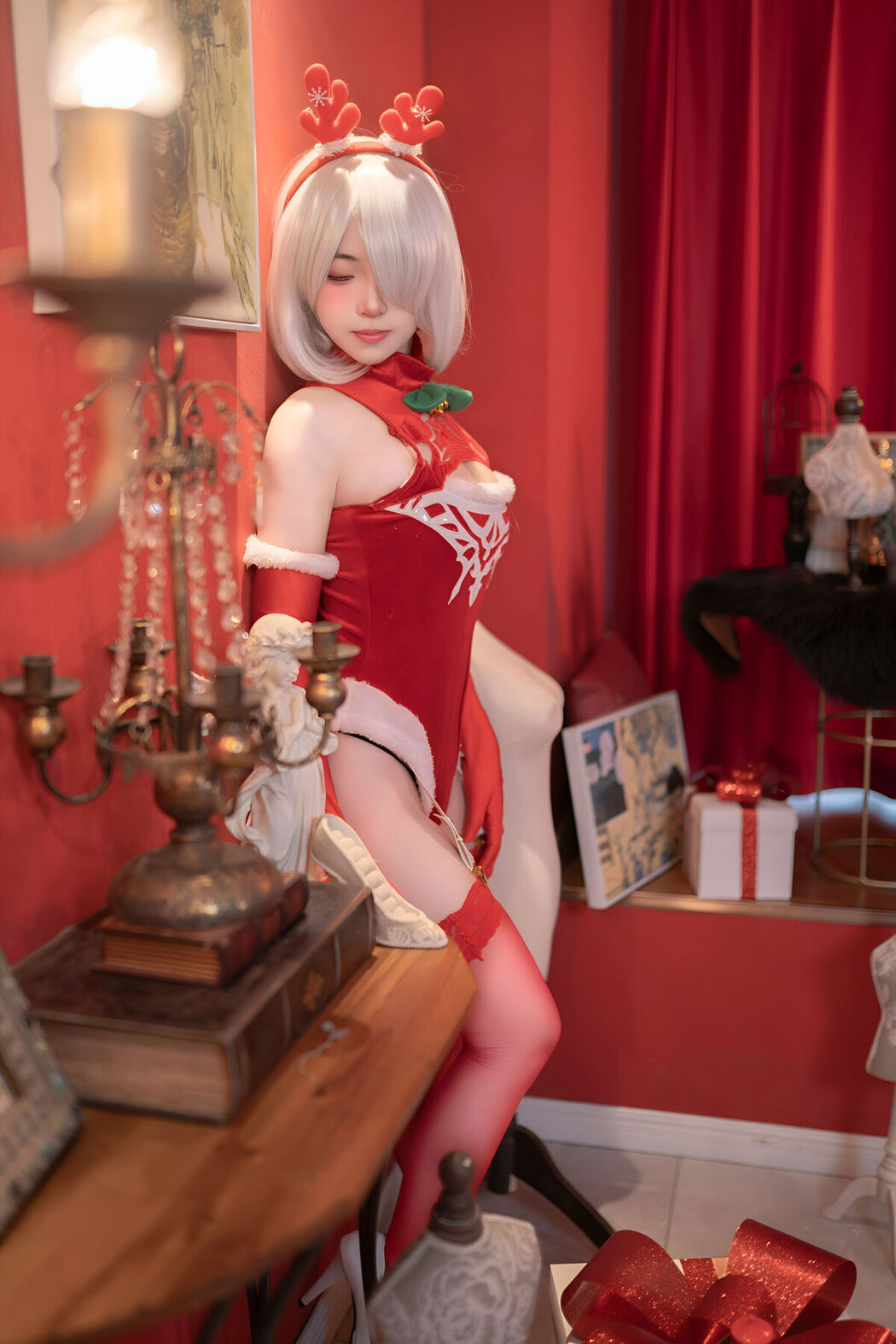 Coser@Bangni邦尼 – 圣诞尼尔 红裙御姐 Part01 (67P)