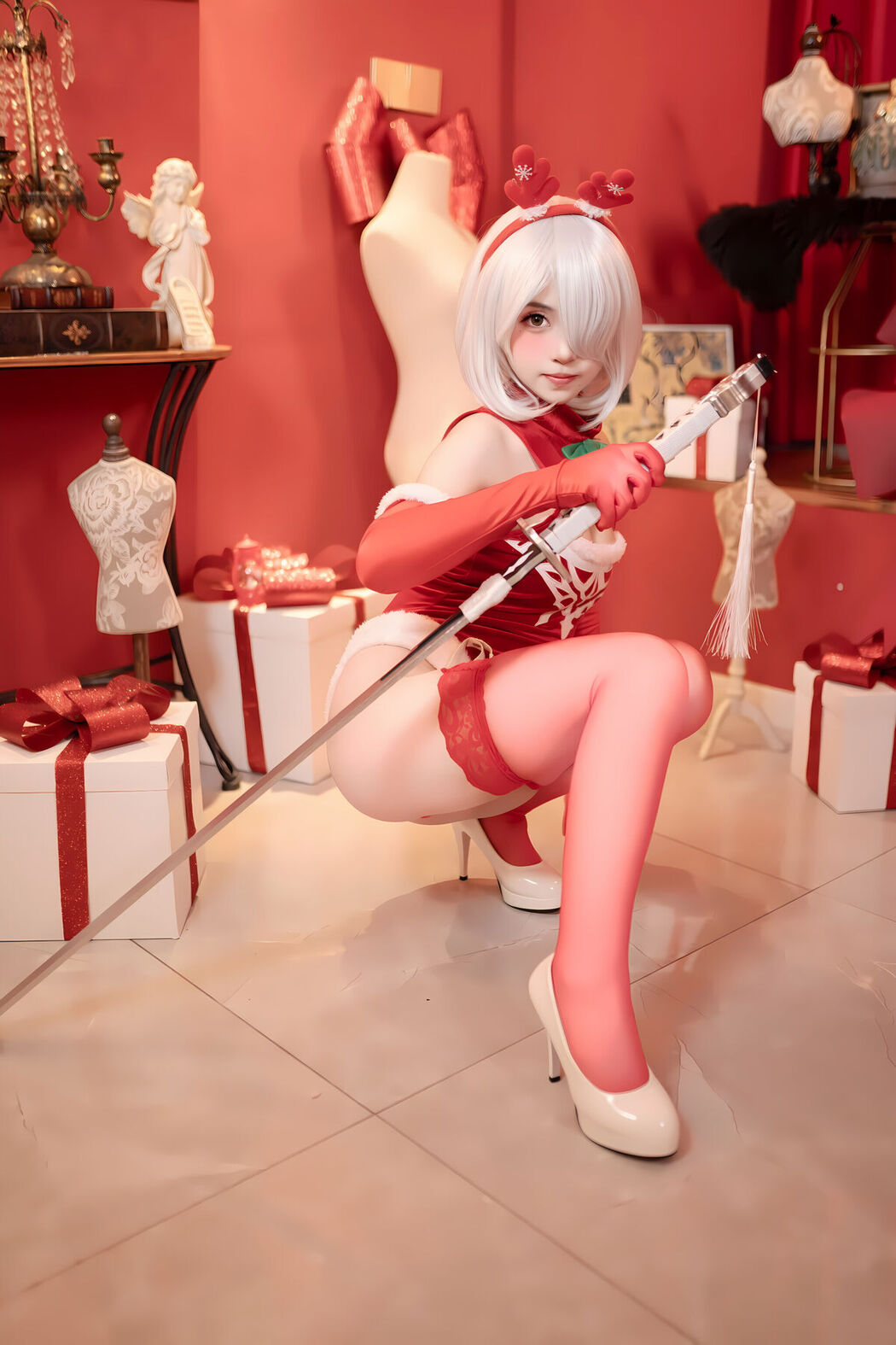 Coser@Bangni邦尼 – 圣诞尼尔 红裙御姐 Part01 (67P)