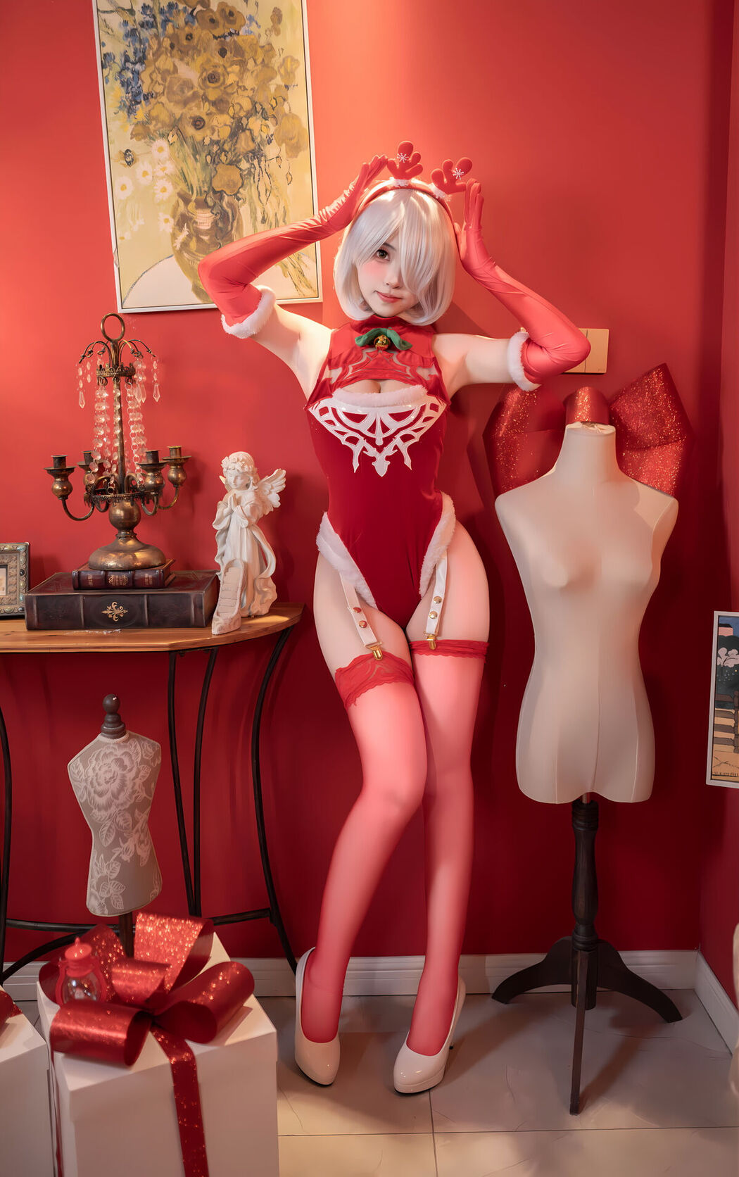 Coser@Bangni邦尼 – 圣诞尼尔 红裙御姐 Part01 (67P)