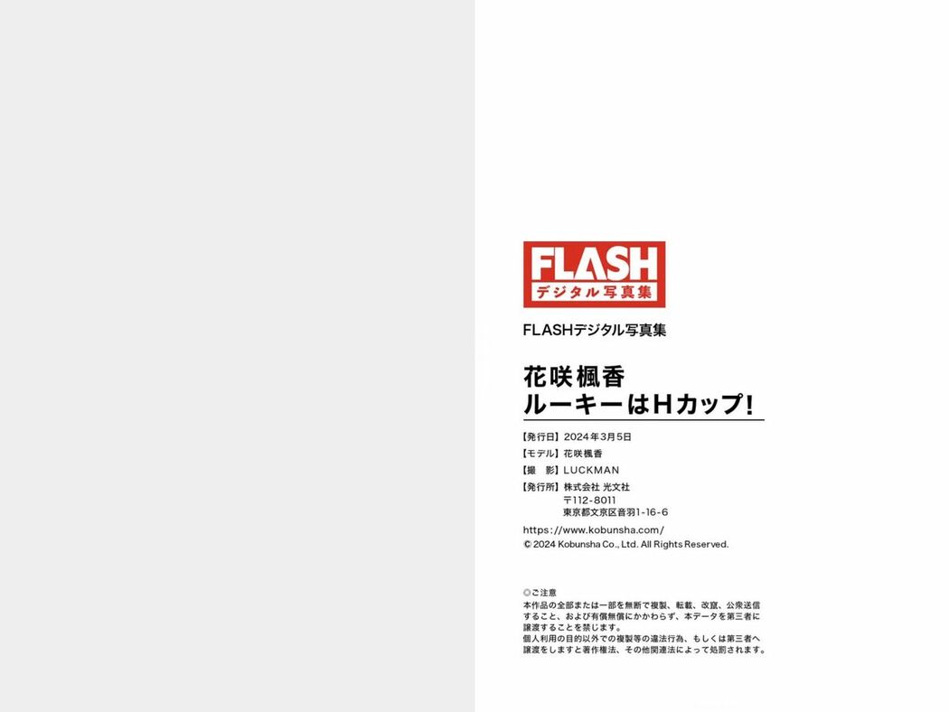 JP Fuka Hanasaki 花咲楓香 – FLASHデジタル写真集 ルーキーはHカップ (70P)
