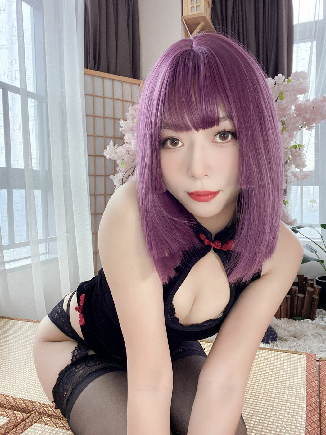 Coser@Money冷冷 – 高叉旗袍蕾丝裙 Part01 (55P)