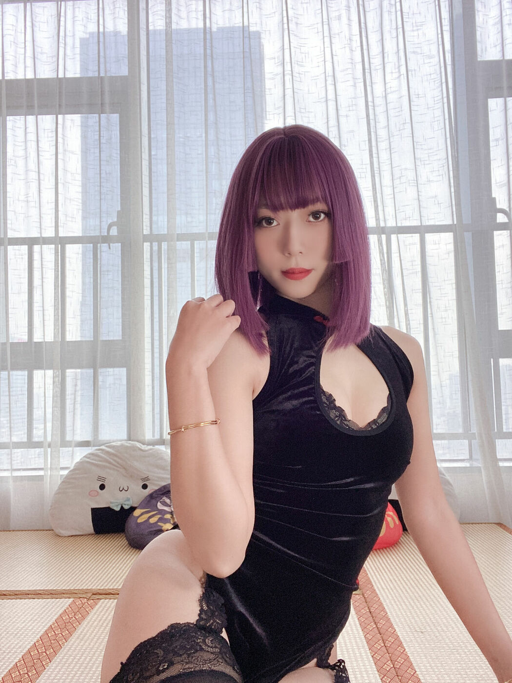 Coser@Money冷冷 – 高叉旗袍蕾丝裙 Part01 (55P)