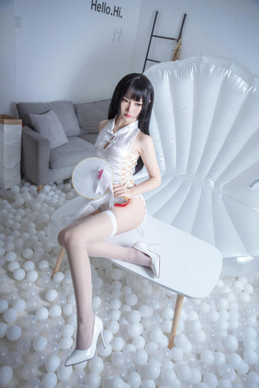 Coser@面饼仙儿 – 白色旗袍 (61P)